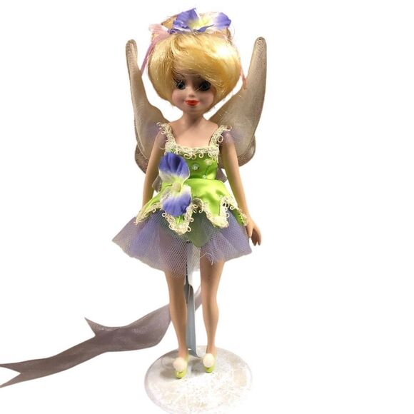 Disney Tinker Bell Porcelain Keepsake Doll with Stand 12" Fantasy 2003 - Picture 1 of 2